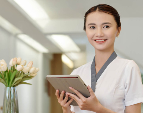 インバウンド顧客へのサービス対応のため、語学堪能な受付スタッフを募集。